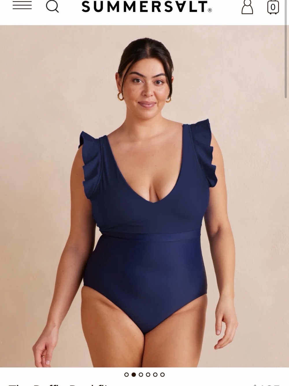 summersalt Navy One-Piece Swimsuit with Ruffle Shoulders NWT Sz 18 - Picture 2 of 6